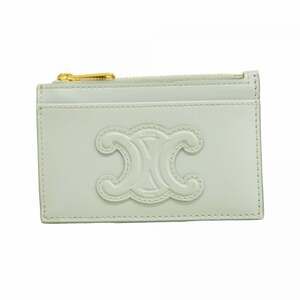 Celine Triomphe Leather Wallet/Coin Case, Blue, Women's